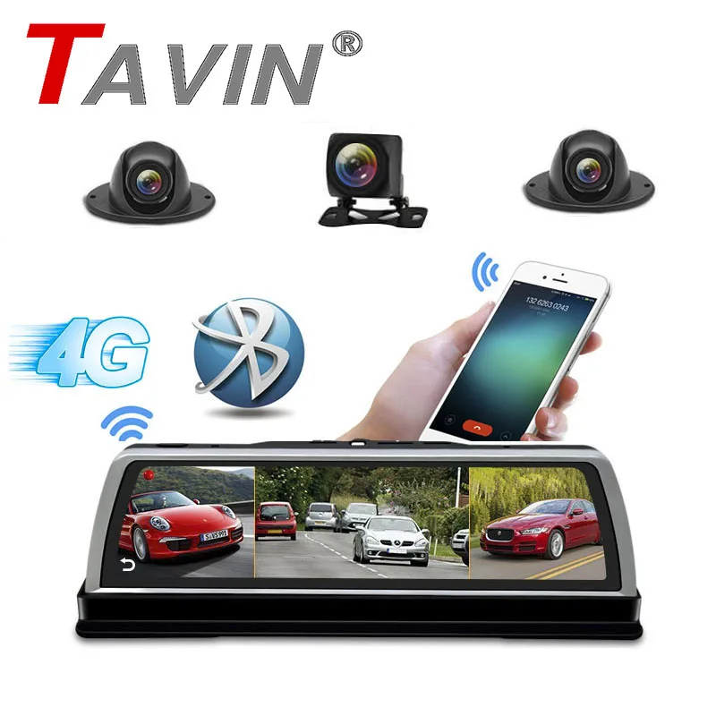 Автомобильный видеорегистратор TAVIN 4 объектива камеры 4G ADAS Автомобильный видеорегистратор Android gps видеорегистратор wifi 10 дюймов HD сенсорный экран 360 градусов рекордер ночного видения