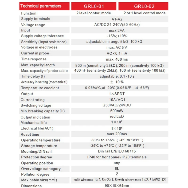GRL8 регулятор уровня воды реле жидкости 10A AC DC 24V 220V Широкий диапазон напряжения