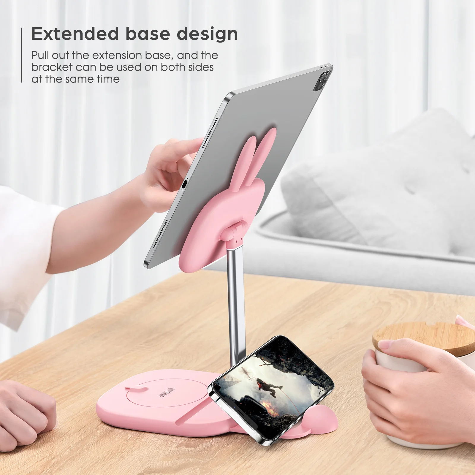 oatsbasf cute cell phone holder for phone deer bunny for iphone 13 12 pro max xiaomi tablet ipad with makeup mirror phone stand free global shipping