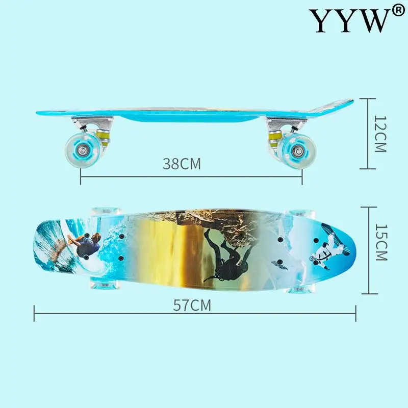 Ролик с подсветкой Скейтборд Мини Крейсер Доска один Kicktail пластиковый тротуар