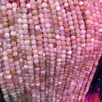 natural stone square faceted pink opal beaded loose isolation beads for jewelry making diy necklace bracelet accessories 4mm