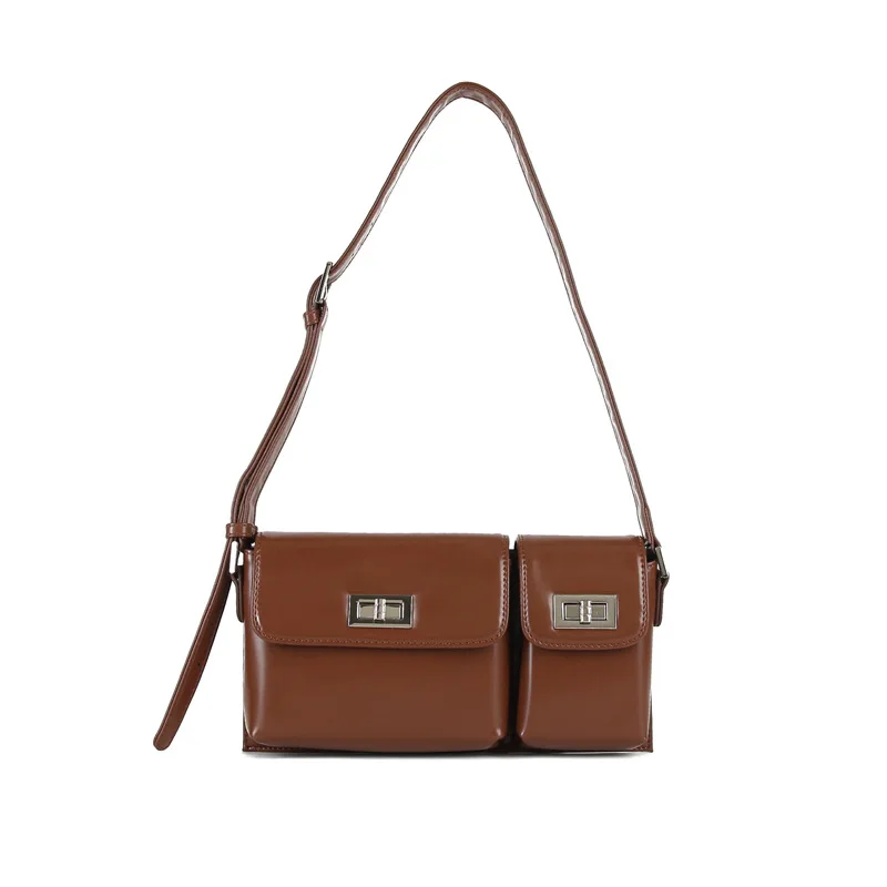 

2021 Fashion Women Bags Genuine Cow Leather Ladies Phone Clutch Handbag Brown Shoulder Bags