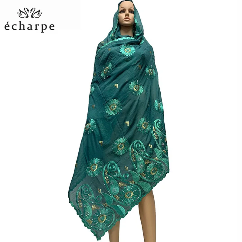 Новые африканские женские шарфы с вышивкой 100% хлопок большой шарф камнями для