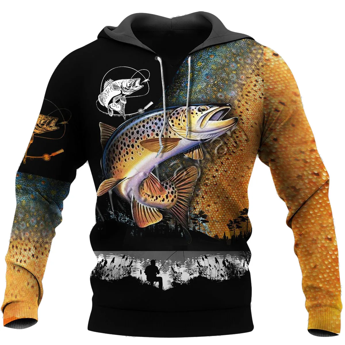 

3D Print Fashion Animal Trout Fishing Art Camo Men Women Sportswear Casual Hoodie Zipper / Sweatshirt / Jacket / Plus Size S-184