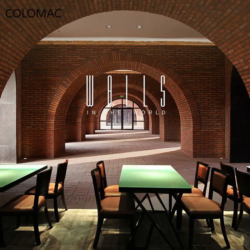 

Colomac Custom 3d Vision Extension Wallpaper European Retro KOL Red Brick Arches Restaurant Decoration Mural Dropshipping
