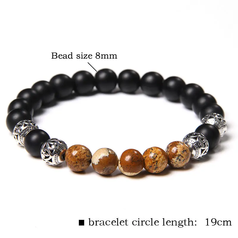Браслет из бисера 8 мм натуральный камень черный оникс бусины мужской браслет