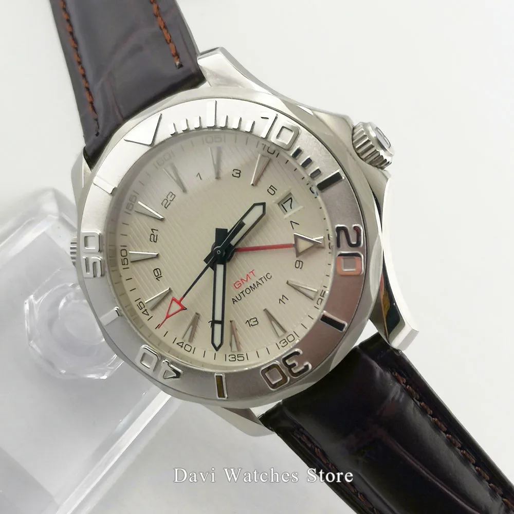 Новинка 41 мм Bliger/стерильный белый/черный/синий циферблат светящаяся функция GMT