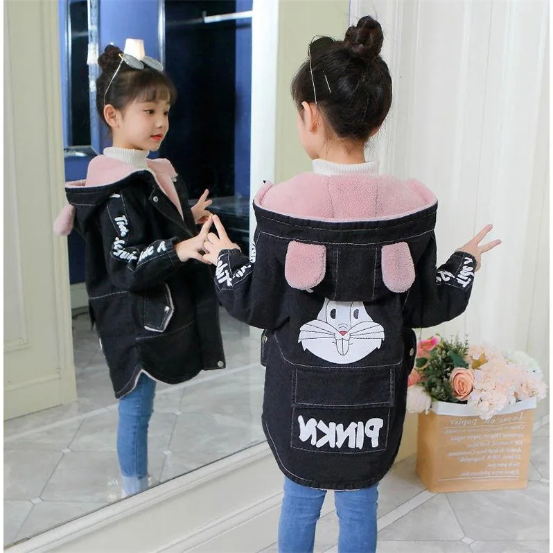 Детская джинсовая куртка для девочек модные пальто детская одежда осенне-зимняя