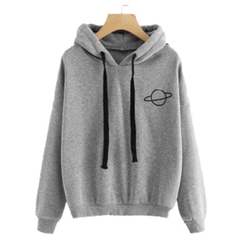 

2020 Autumn Women Sweatshirt Fashion Love Heart Finger Printed Casual Long Sleeve Hoodies Loose Solid Color Sweatshirt