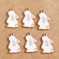 10pcs 1621mm enamel bunny charms cute animals pendants bracelet necklace charms for jewelry making diy findings