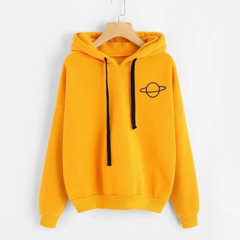 Planet Printed Sweatshirt Hoodie Drawstring Hooded Top Long Sleeve Womens Sweatshirt dhoody ropa juvenil mujer sweetshirt