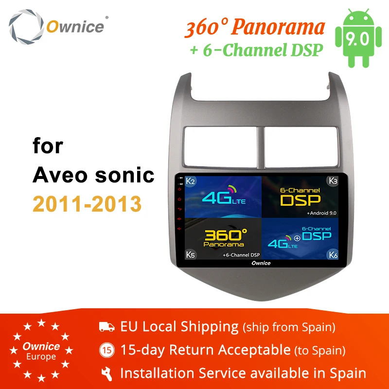 Автомобильный DVD-плеер Ownice K1 K2 K3 K5 K6 Android 9 0 для Cheverolet aveo SONIC 2011 - 2013 GPS Мультимедиа 360