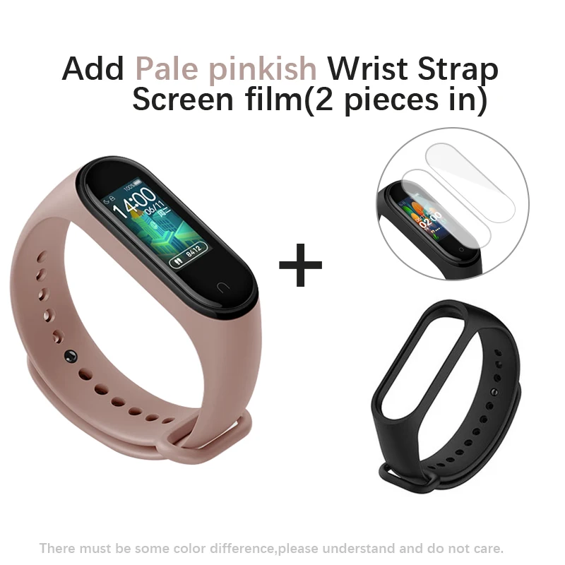 AddPalepinkish Strap Глобальная версия Xiaomi Mi группа 4 Смарт Браслет miband 4 Фитнес отслеживание сердечного ритма браслет 3 цвета активно-матричные осид, Сенсорный экран 135 мАч - Цвет: AddPalepinkish Strap