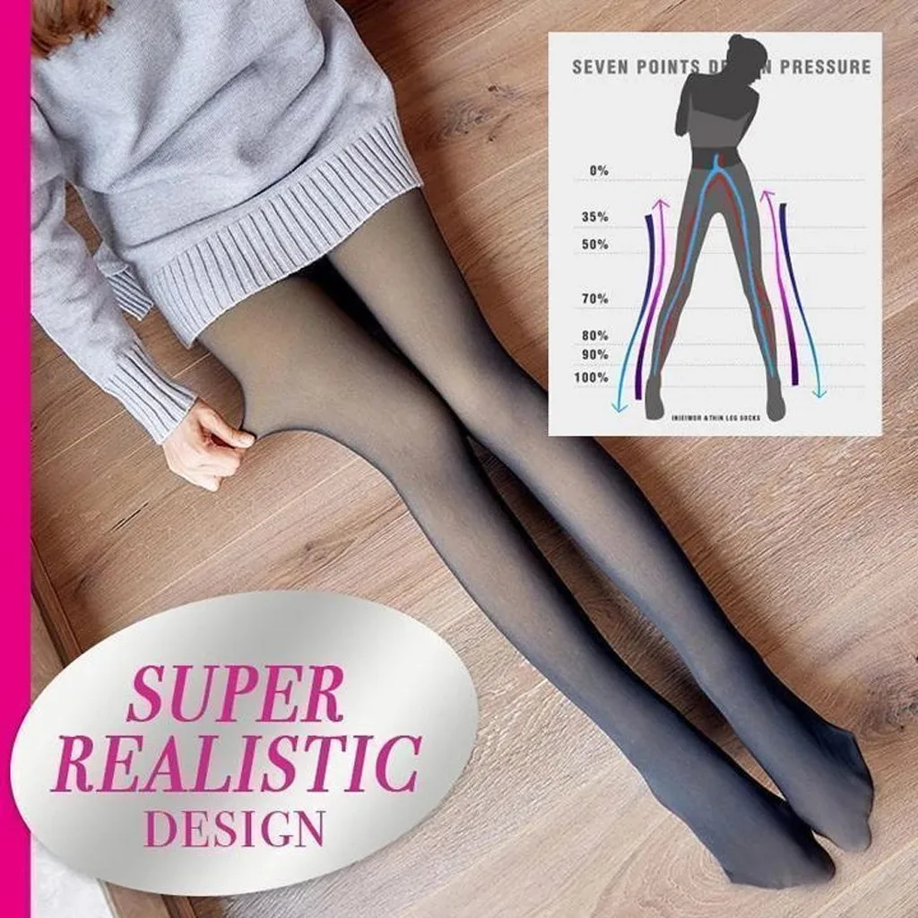 

Black Women Tights Winter Legs Fake Translucent Warm Fleece Pantyhose -Black/Gray/Coffee Fake Translucent Stockings