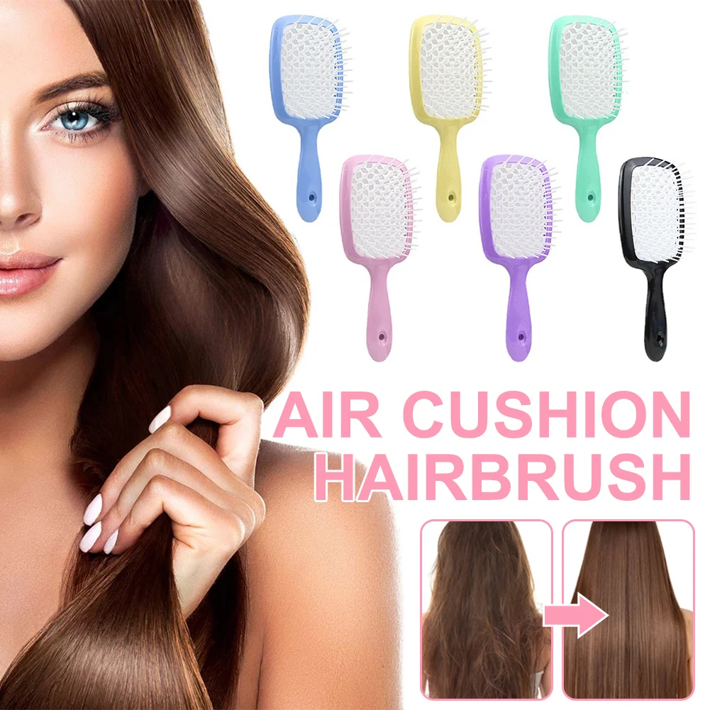 

Scalp Massage Air Cushion Hairbrush with Soft Nylon Bristle Hair Detangler Brush Paddle Comb for Wet Dry Curly Straight Hair