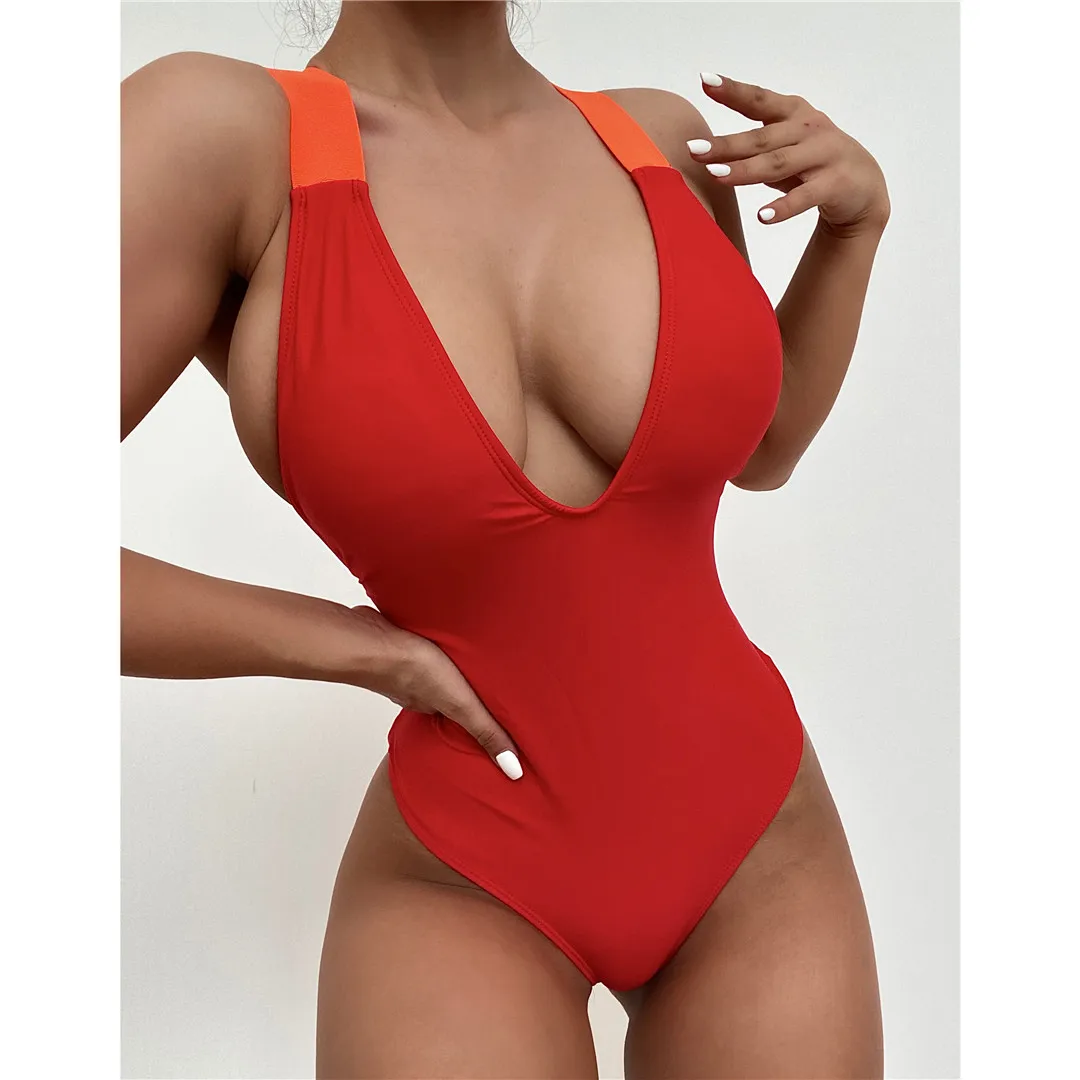 Пикантный сращивающийся монокини с открытой спиной Цельный купальник женская