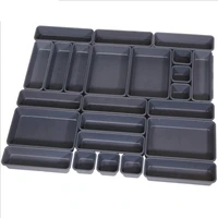 set of 24 desk drawer organizer trays with 3 size black plastic storage boxes divider make up organiser for office 2021