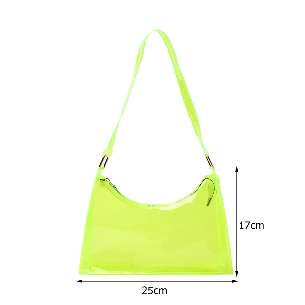 

Women PVC Transparent Underarm Shoulder Bags Fashion Candy Color Ladies Tote Handbags Simple Daily Pouch