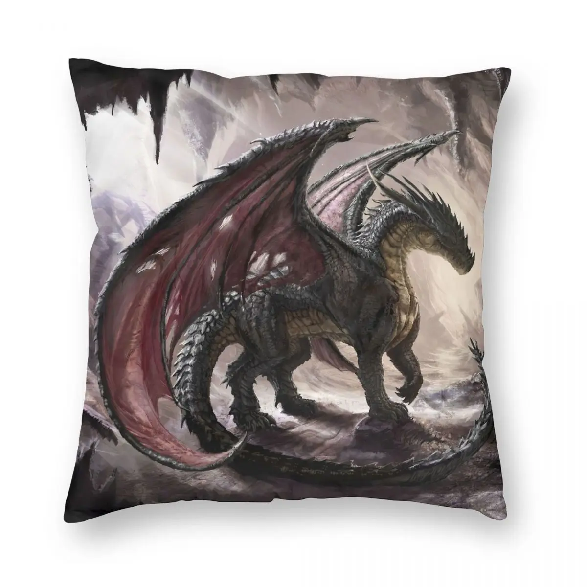 

Dragon Square Pillowcase Polyester Linen Velvet Printed Zip Decor Pillow Case Bed Cushion Case