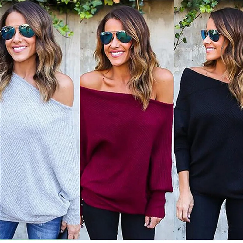 

Women Sexy Shirt Long Sleeve Boat Neck Off Shoulder Top Shirt Women Tunic Tops Female Clothing Vestidos Mujer