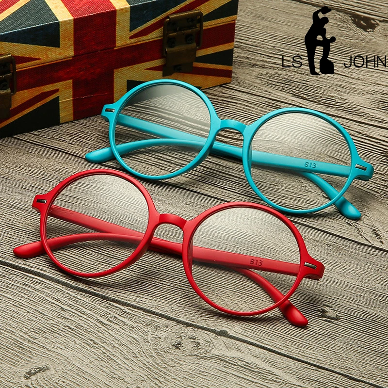 LS JOHN винтажные круглые очки для чтения женщин и мужчин TR90 оправа прозрачные линзы