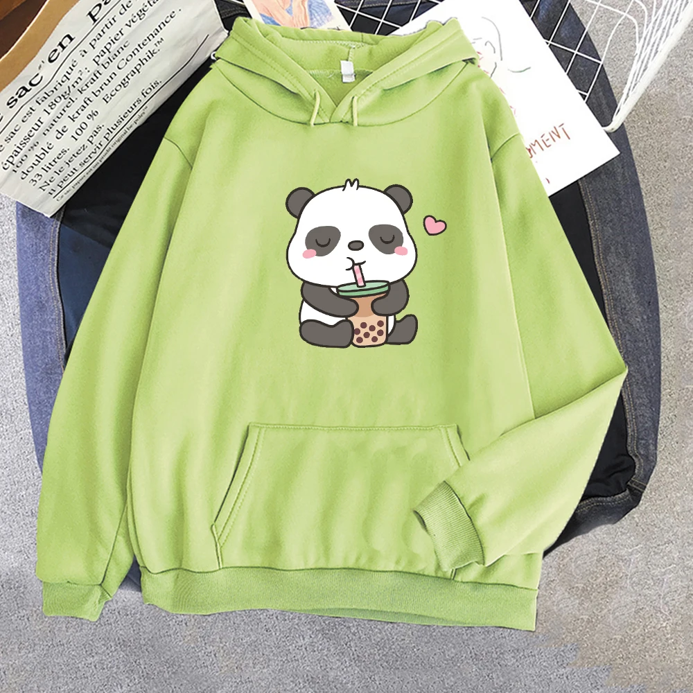 

Cartoon Printed Panda Funny Harajuku Hoodies Women Streetwear Clothes Teens 2021 New Fashion Tops Long Sleeve Pullovers Style 12
