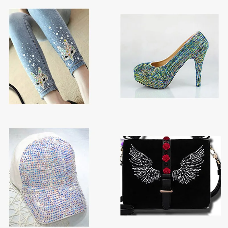 

QIAO Mixed Size 1440Pcs/lot Hotfix Rhinestone SS6 SS10 SS16 SS20 ss30 Mix Iron on Rhinestones Crystals Glass for Clothes DIY