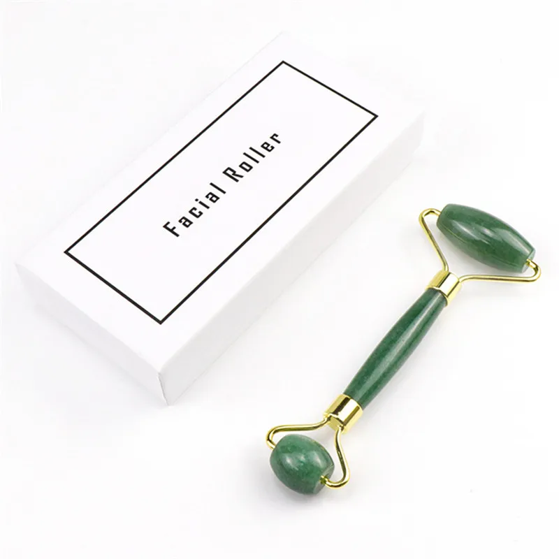 Зеленый кварцевый нефритовый ролик Gua Sha бесшумный массажер с двойной головкой