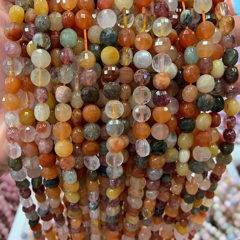 Натуральные разноцветные бусины Qaurtz диаметром 7-8 мм из драгоценных камней для
