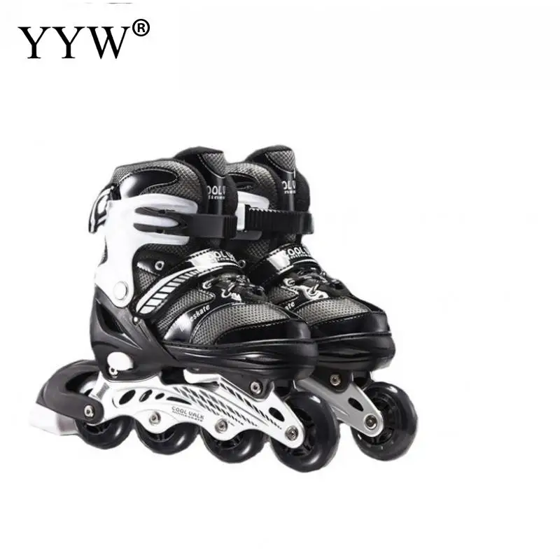 Роликовые коньки из искусственной кожи регулируемые 4 колеса патины