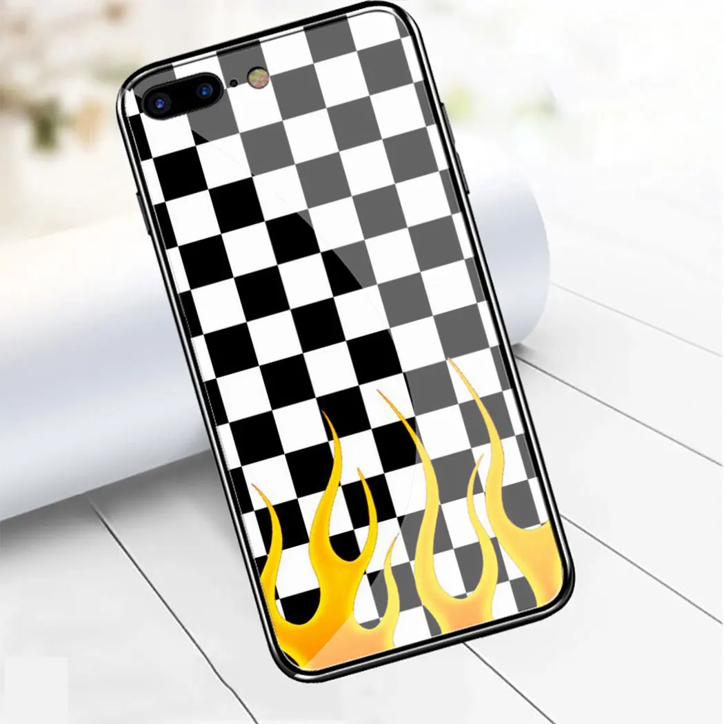 Чехол из закаленного стекла L36 в клетку для iphone 11 Por XS Max XR X 8 7 6 6S Plus 5 чехол SE |