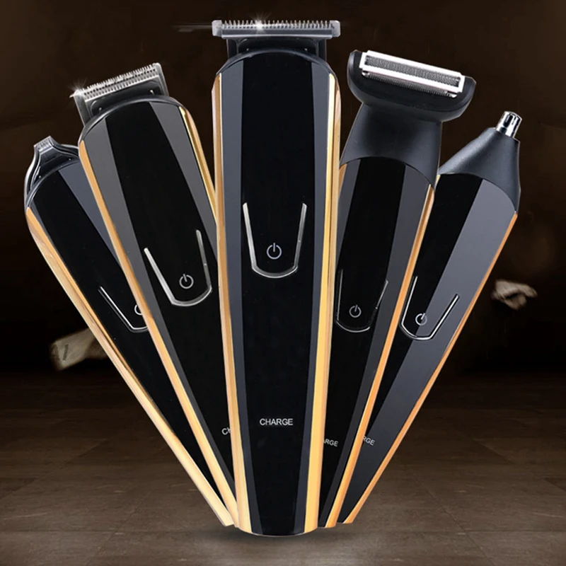 Jinding 5 in 1 Multi-Functional Hair Clipper Set with Comb Oil Heads Nose Ear Trimmer Styling Beard Washable Eu | Бытовая техника