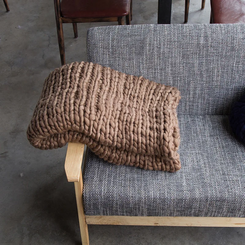 

200*200cm Rapid transportation Fashion Hand Chunky Knitted Blanket Thick Yarn Bulky Knitting Throw Blankets Sofa Throw