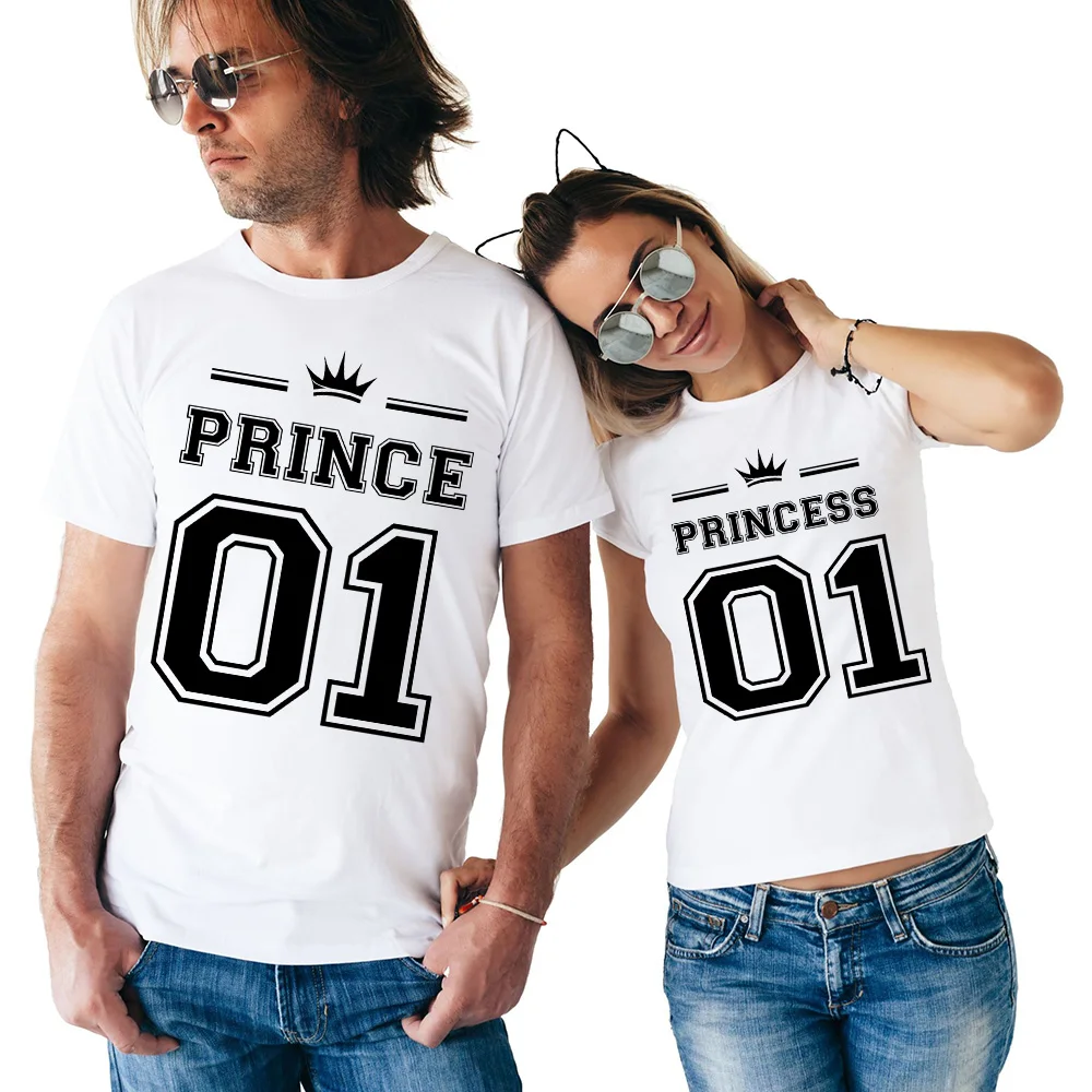 

Модная хипстерская футболка для женщин и мужчин, Повседневная футболка для влюбленных пар принц 01, футболка для принцессы 01, футболка с букв...