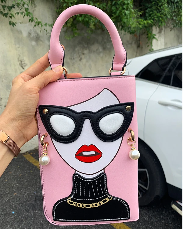 pink with white face Стиль, сексуальная женская мода, узор, серьги, украшенные, женские сумки, женская сумка через плечо, сумка-мессенджер, повседневная сумка - Цвет: pink with white face