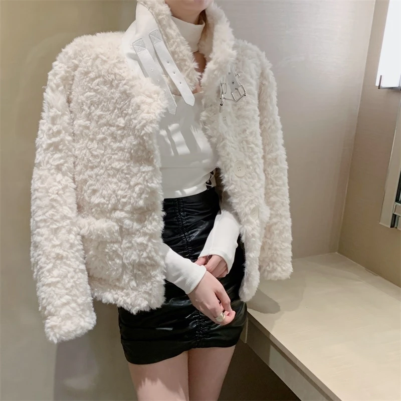 

Plush coat women's autumn winter fur all in fur like coat ins trendy little