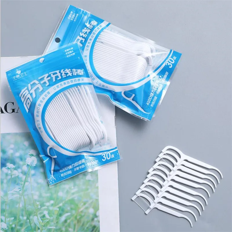 

100pcs/bag Practical Dental Flosser Picks Teeth Stick Tooth Clean Oral cleaning Care Disposable floss thread Toothpicks 2021