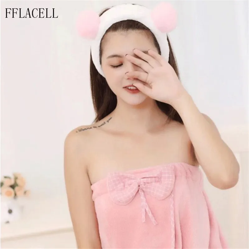 Повязка на голову из кораллового флиса с бантом и перекрестными лентами для