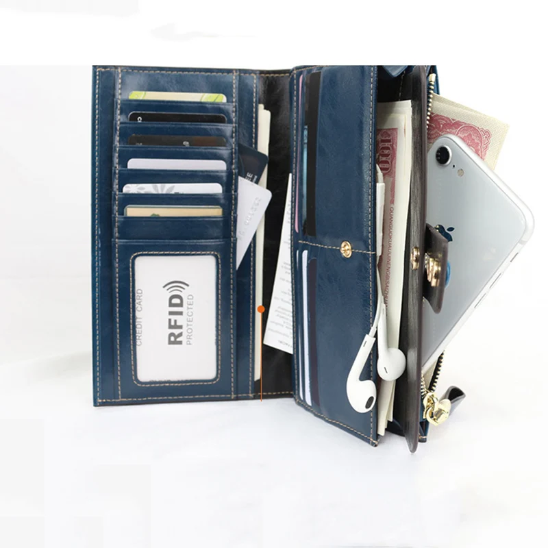 2020 new 8-color leather wallet RFID leather lovers wallet 17 cards large capacity men's long leather wallet