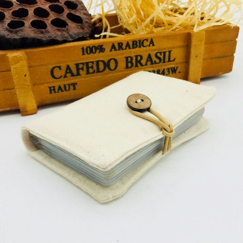

20 Slots Designer Card Holder Canvas Linen Women Solid Purse Handmade Wallet Bag New Fashion
