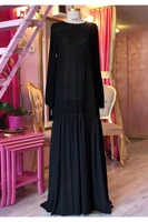 2021 2022 women black viscose fabric detailed long johns dress hijab dress womens clothing abaya inside dress prayer dress