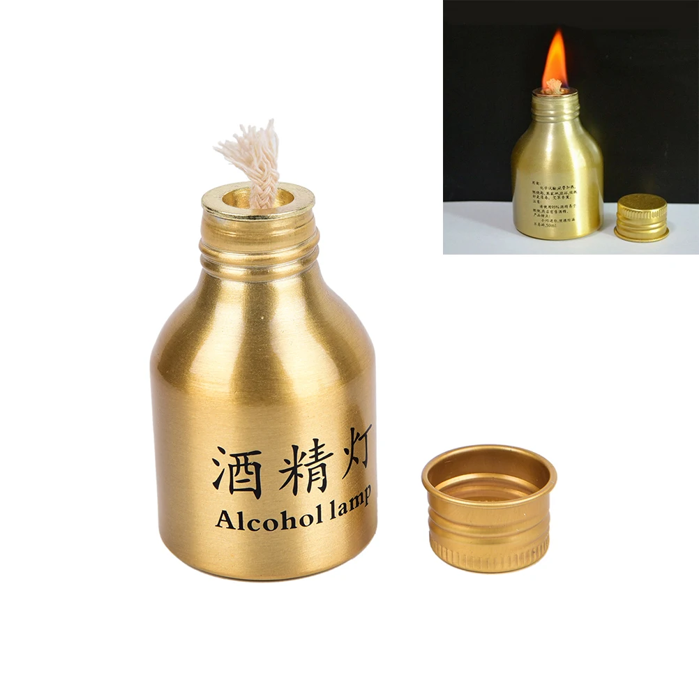 

Hot 1pc High Quality Portable Mini 50ml Alcohol Lamp Metal Case Lab Equipment Heating