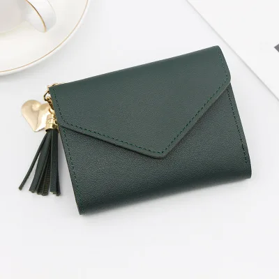 Green Мини-кошелек с кисточками, женский модный кошелек, женские короткие мини-кошельки, корейские студенческие милые кошельки, женский маленький кошелек для женщин - Цвет: Green