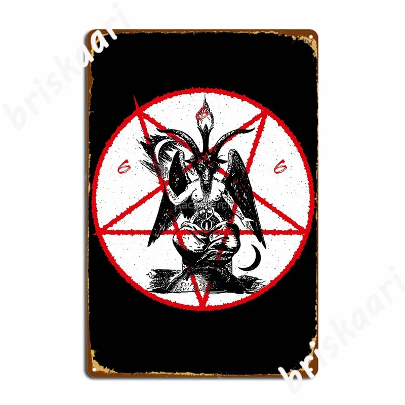 

Baphomet Altar Satanic Lucifer Beelzebub Metal Signs Club Party Club Bar Retro Painting Décor Tin sign Posters