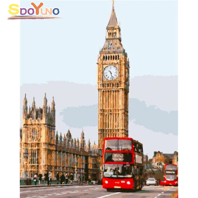 

SDOYUNO Paint By Numbers Big Ben In London HandPainted Painting Art For Adult Gift DIY Pictures By Numbers Halloween Kits Decor