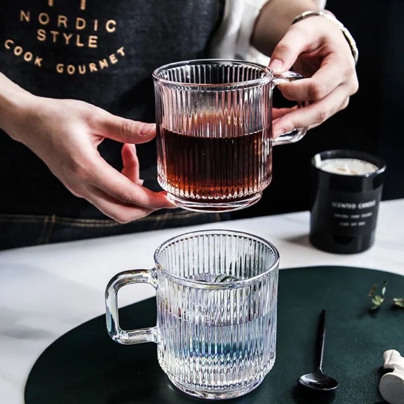 

Striped Glass Mug High Temperature Water Milk Cups Coffee Mug Kitchen Drinkware Utensils Household Supplies