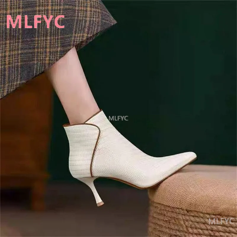 

Fashion mature temperament beige pointed toe stiletto boots women 2021 autumn and winter new feminine high-heeled single boots