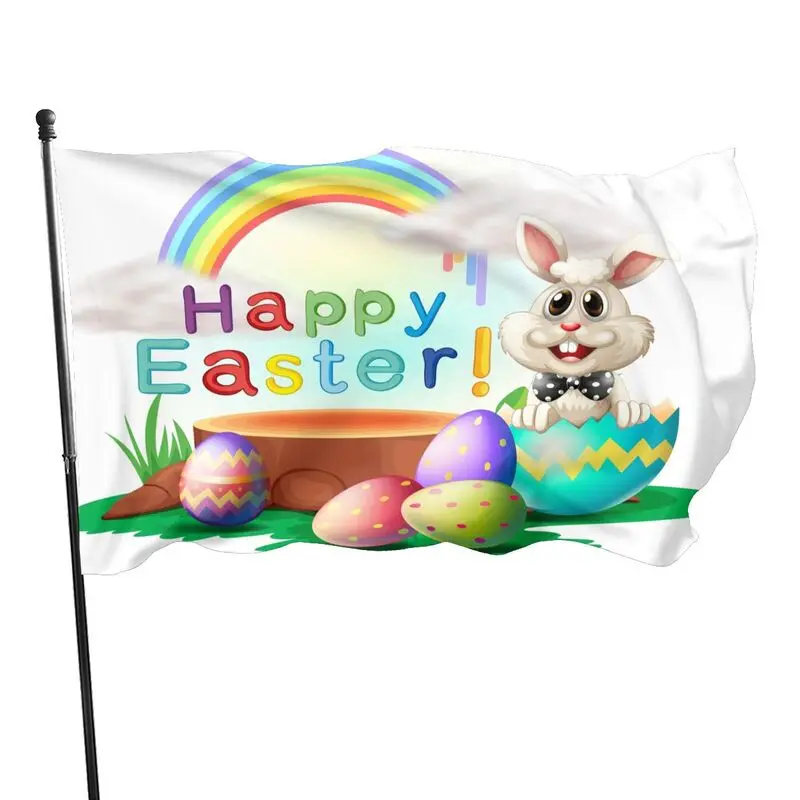 Пасхальные красочные яйца бабочки Маргаритка Тюльпан цветы зеленый 3x5 футов флаг