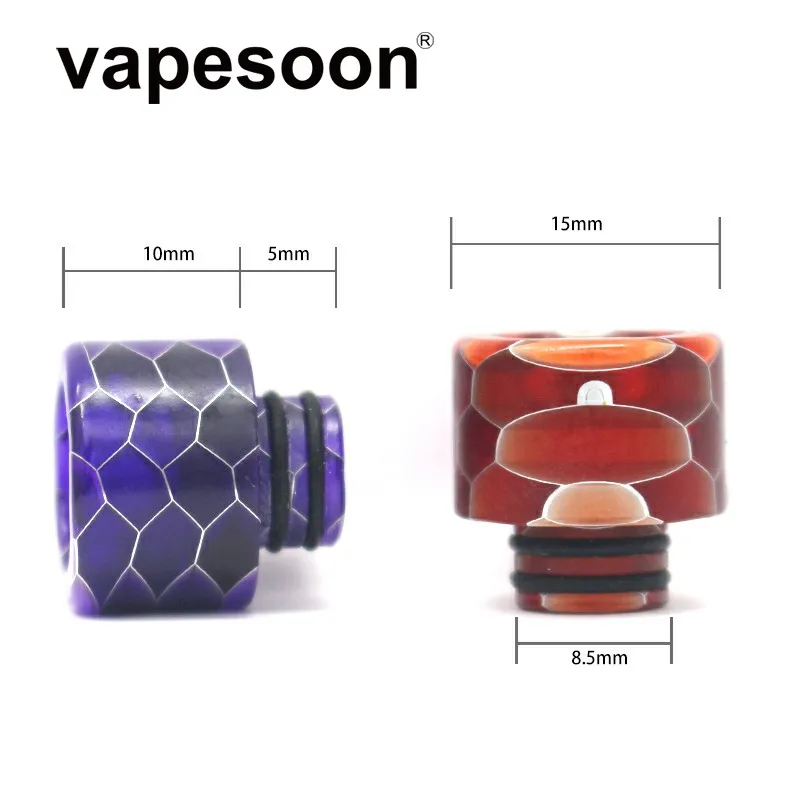 

10pcs vapesoon Snake 510 Drip Tip Resin design Mouthpiece for 510 Tank E Cigarettes Vape Accessories 5 colors