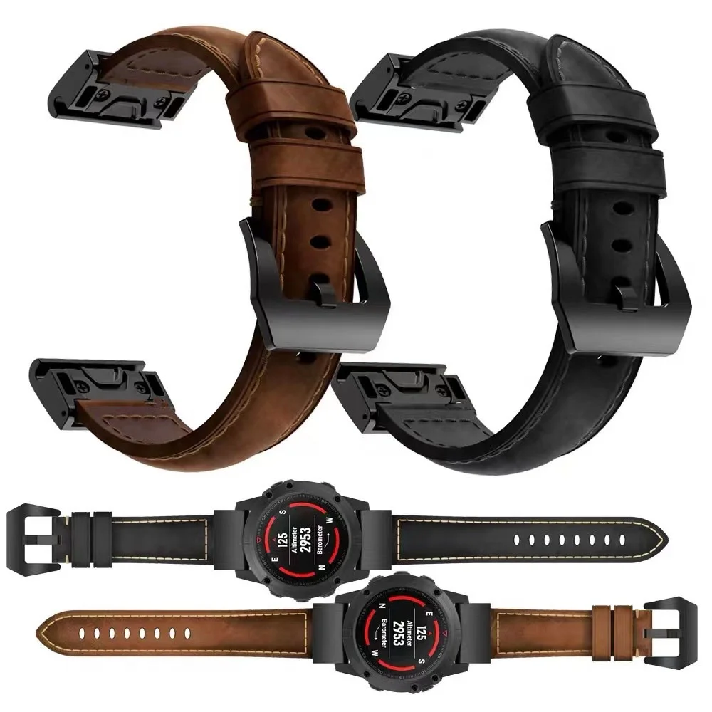 

For Garmin Fenix 5X Plus 5 Fenix 6X Pro 6 3 HR Quick Release Strap Forerunner 935 945 Leather Strap Approach S60 Band